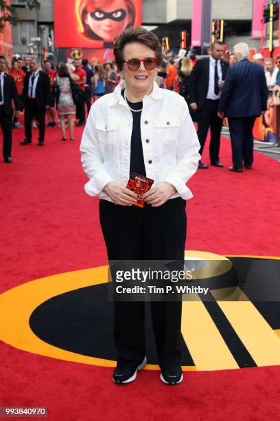 Billie Jean King attends the UK Premiere of Disney-Pixar's "Incredibles 2" at BFI Southbank on July 8, 2018 in London, England.