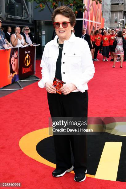 Billie Jean King attends the 'Incredibles 2' UK Premiere at BFI Southbank on July 8, 2018 in London, England.