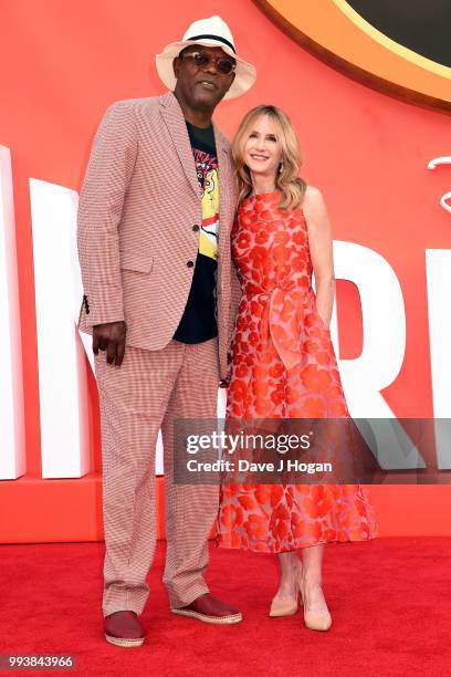 Samuel L. Jackson and Holly Hunter attend the 'Incredibles 2' UK Premiere at BFI Southbank on July 8, 2018 in London, England.