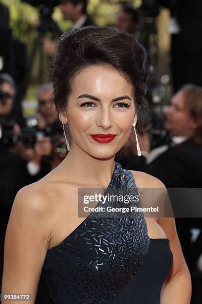 Model Camilla Belle arrives with guests for the screening of 'Wall Street - Money Never Sleeps' presented out of competition at the 63rd Cannes Film...