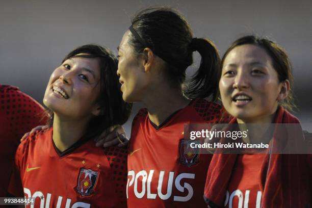 Hikaru Naomoto of Urawa Red Diamonds Ladies looks on after the Nadeshiko League Cup Group A match between Urawa Red Diamonds and NTV Beleza at Urawa...