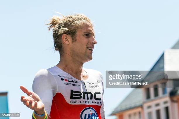 Patrik Nilsson of Sweden reacts after winning the second place of the Mainova IRONMAN European Championship on July 8, 2018 in Frankfurt am Main,...