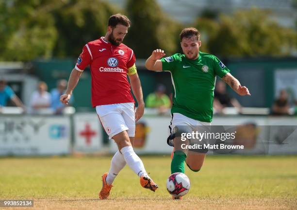Bray , Ireland - 8 July 2018; Kyle McFadden of Sligo Rovers in action against Ger Pender of Bray Wanderers during the SSE Airtricity League Premier...