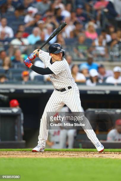 Brandon Drury of the New York Yankees in action against the Atlanta Braves at Yankee Stadium on July 3, 2018 in the Bronx borough of New York City....