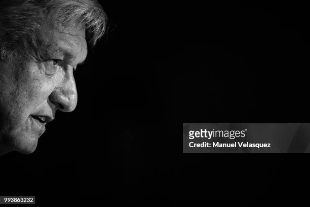 President-elect of Mexico, Andres Manuel Lopez Obrador, speaks during a press conference to announce Marcelo Ebrard's appointment as Minister of...