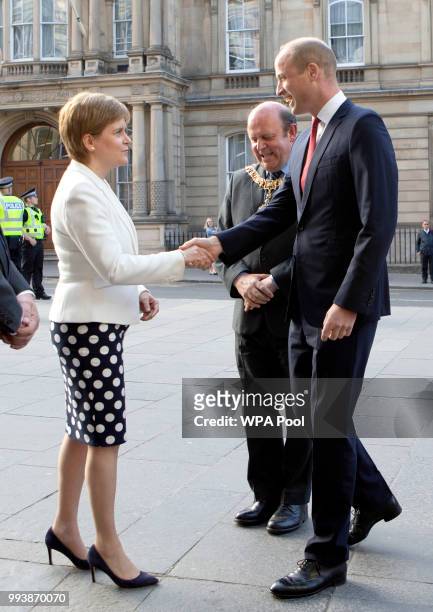 Prince William, Duke of Cambridge meets First Minister Nicola Sturgeon, with Lord Provost Frank Ross , before a reception to mark 70 years of the NHS...
