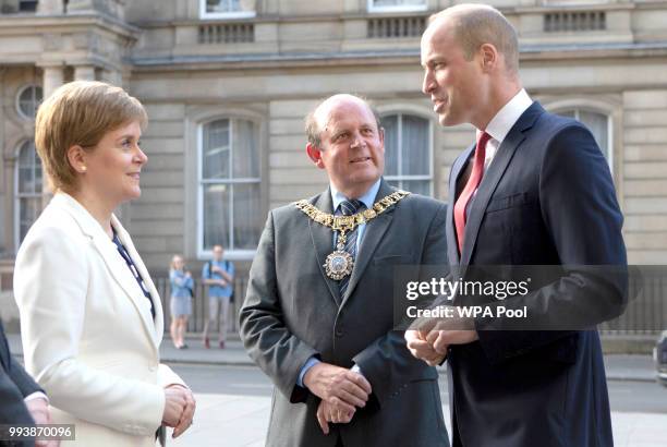 Prince William, Duke of Cambridge meets First Minister Nicola Sturgeon, with Lord Provost Frank Ross , before a reception to mark 70 years of the NHS...