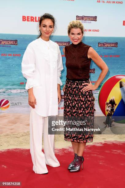 Janina Uhse and Anke Engelke attend the 'Hotel Transsilvanien 3' premiere at CineStar on July 8, 2018 in Berlin, Germany.