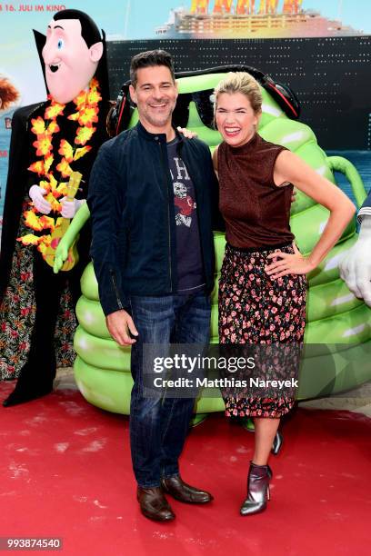 Rick Kavanian and Anke Engelke attend the 'Hotel Transsilvanien 3' premiere at CineStar on July 8, 2018 in Berlin, Germany.