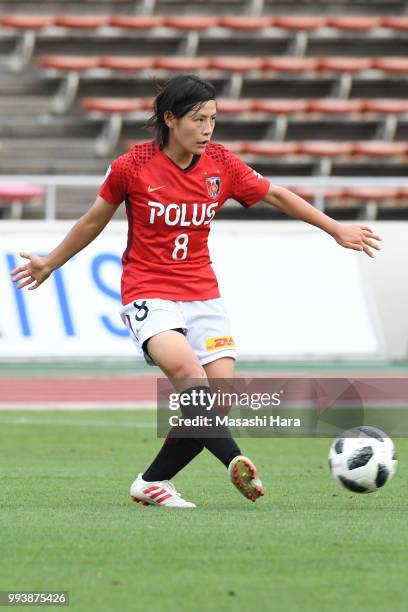 Hikaru Naomoto of Urawa Red Diamonds in action during the Nadeshiko League Cup Group A match between Urawa Red Diamonds and NTV Beleza at Urawa...