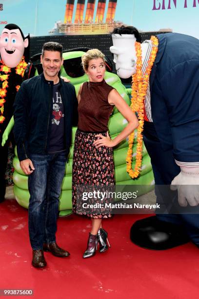 Rick Kavanian and Anke Engelke attend the 'Hotel Transsilvanien 3' premiere at CineStar on July 8, 2018 in Berlin, Germany.