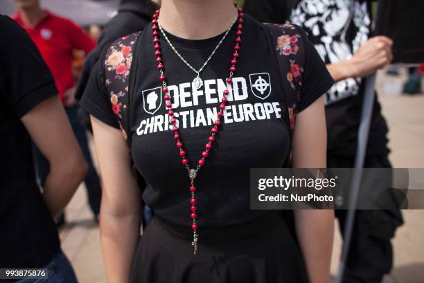 Nationalists blockade during First Gay Parade in Czestochowa, Poland on July 8, 2018.