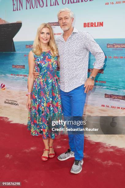 Tanja Buelter and her husband Nenad Drobnjak attend the 'Hotel Transsilvanien 3' premiere at CineStar on July 8, 2018 in Berlin, Germany.