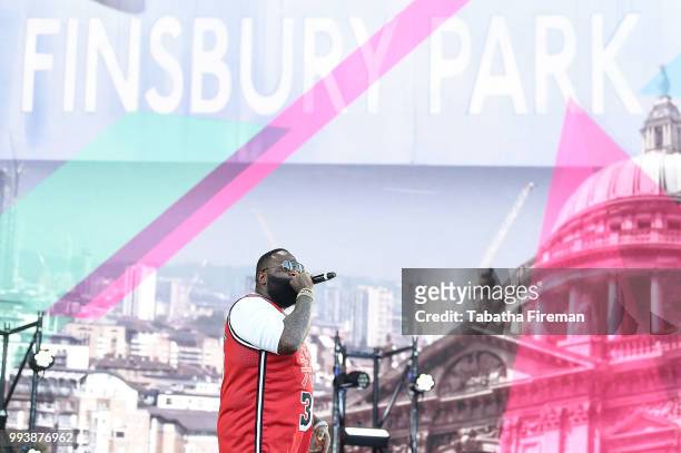 Rick Ross performs on the main stage on Day 3 of Wireless Festival 2018 at Finsbury Park on July 8, 2018 in London, England.