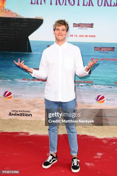 Influencer Joey attends the 'Hotel Transsilvanien 3' premiere at CineStar on July 8, 2018 in Berlin, Germany.