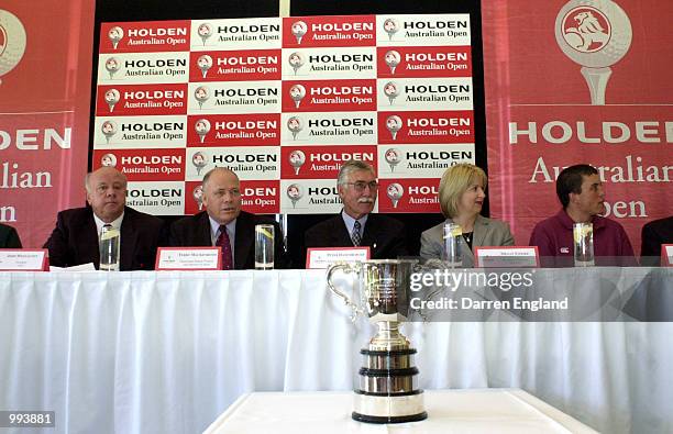 John Westacott , Terry Mackenroth , Peter Hanenberger , Megan Stooke and Scott Gardiner talk to the media at the launchof the Holden Australian Open...