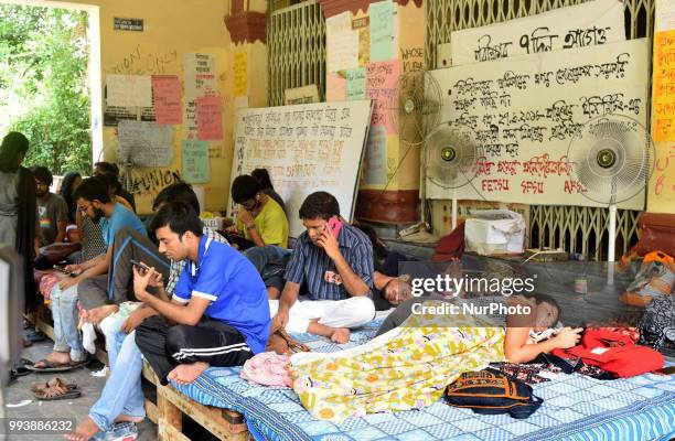 Jadavpur University Students hunger strike at the University campus on July 08,2018 in Kolkata city in India.