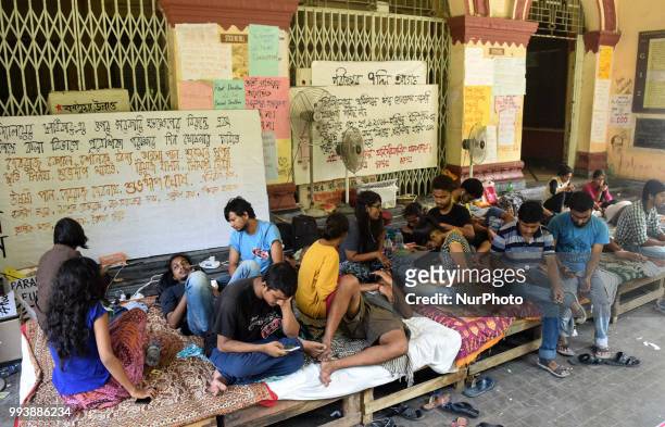 Jadavpur University Students hunger strike at the University campus on July 08,2018 in Kolkata city in India.