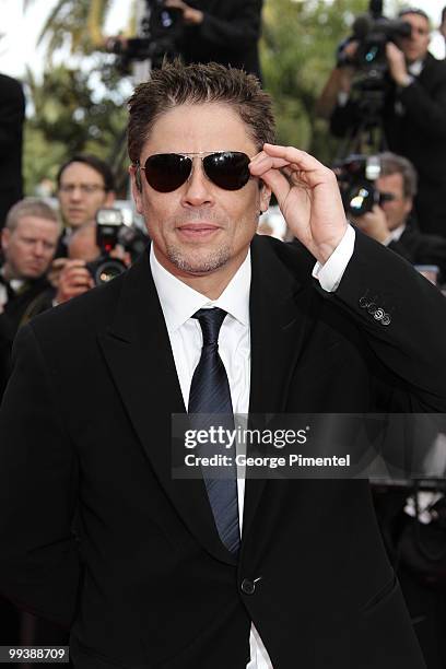 Actor and jury member Benicio Del Toro attends the Premiere of 'Wall Street: Money Never Sleeps' held at the Palais des Festivals during the 63rd...