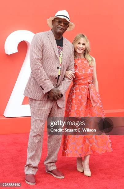 Samuel L Jackson and Holly Hunter attend the 'Incredibles 2' UK premiere at BFI Southbank on July 8, 2018 in London, England.