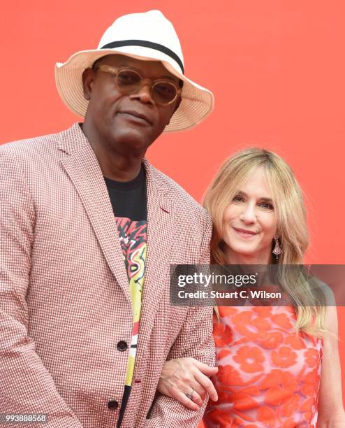 Samuel L Jackson and Holly Hunter attend the 'Incredibles 2' UK premiere at BFI Southbank on July 8, 2018 in London, England.