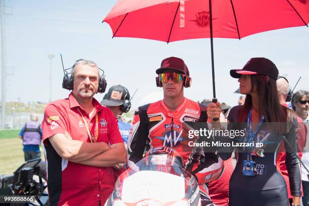 Jordi Torres of Spain and MV Augusta Reparto Corse prepares to start on the grid during the Superbike race 2 during the WorldSBK Riviera di Rimini -...