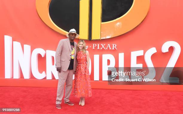 Samuel L Jackson and Holly Hunter attend the 'Incredibles 2' UK premiere at BFI Southbank on July 8, 2018 in London, England.