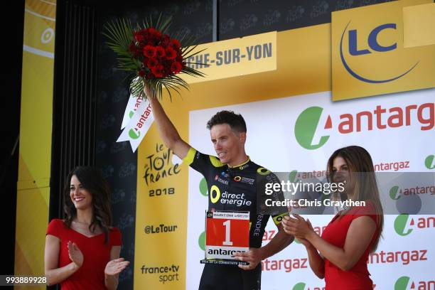 Podium / Sylvain Chavanel of France and Team Direct Energie / Most Combative Rider Celebration / during the 105th Tour de France 2018, Stage 2 a...