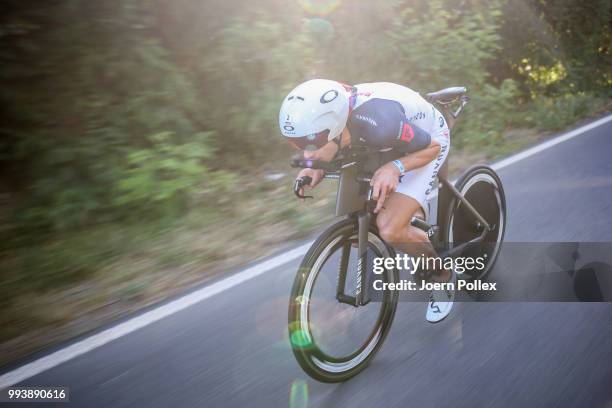 Jan Frodeno of Germany competes in the bike leg during the Mainova IRONMAN European Championship on July 8, 2018 in Frankfurt am Main, Germany.