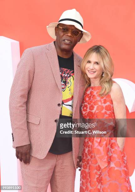 Samuel L Jackson and Holly Hunter attend the 'Incredibles 2' UK premiere at BFI Southbank on July 8, 2018 in London, England.