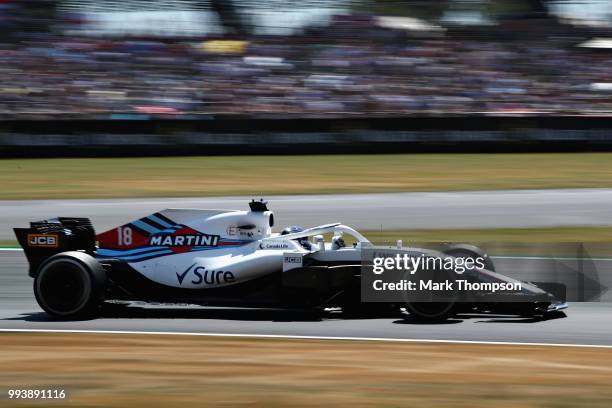 Lance Stroll of Canada driving the Williams Martini Racing FW41 Mercedes on track during the Formula One Grand Prix of Great Britain at Silverstone...