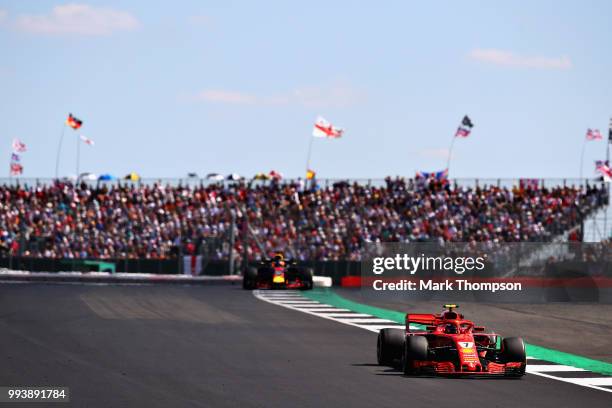 Kimi Raikkonen of Finland driving the Scuderia Ferrari SF71H on track during the Formula One Grand Prix of Great Britain at Silverstone on July 8,...