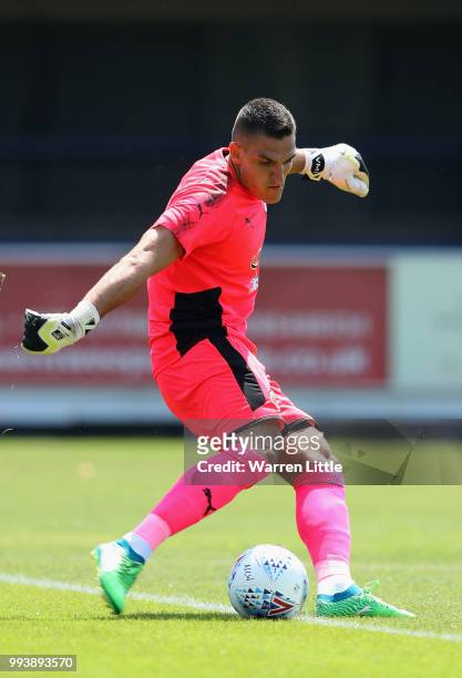 Vito Mannone of Reading FC in action during a pre-season friendly match between AFC Wimbeldon and Reading at The Cherry Red Records Stadium on July...