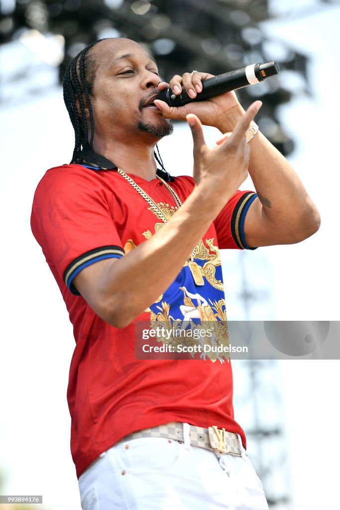 Quick Rapper Rapper DJ Quik performs onstage during the Summertime in the LBC ...