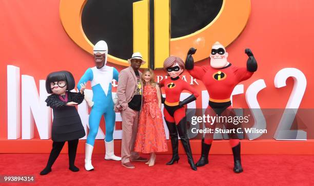 Holly Hunter and Samuel L Jackson attend the 'Incredibles 2' UK premiere at BFI Southbank on July 8, 2018 in London, England.