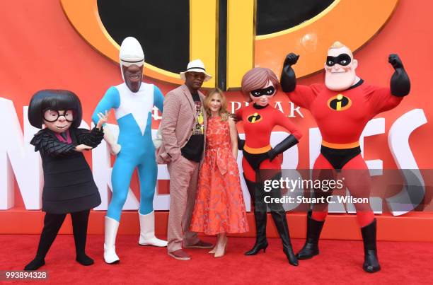 Holly Hunter and Samuel L Jackson attend the 'Incredibles 2' UK premiere at BFI Southbank on July 8, 2018 in London, England.