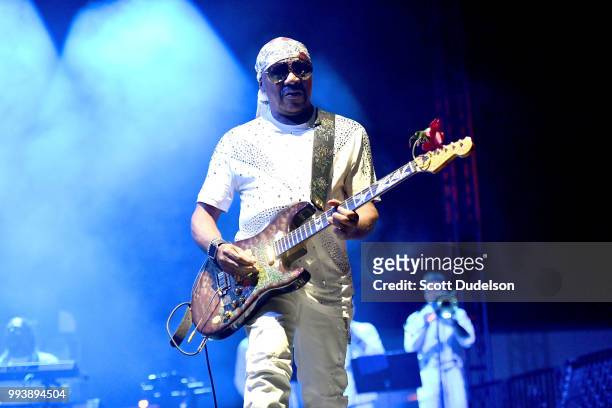 Rock and Roll Hall of Fame member Ernie Isley of The Isley Brothers performs onstage during the Summertime in the LBC music festival on July 7, 2018...