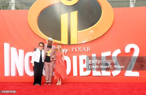 Billie Jean King, Samuel L Jackson and Holly Hunter attend the 'Incredibles 2' UK premiere at BFI Southbank on July 8, 2018 in London, England.