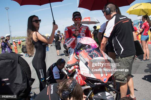 Matteo Ferrari of Italy and Barni Racing Team prepares to start on the grid during the Superstock1000 race during the WorldSBK Riviera di Rimini -...