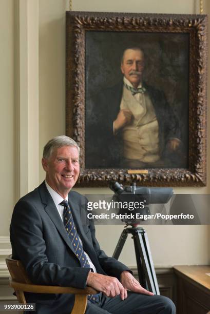 Former cricketer, and the next President of the MCC, Roger Knight, who begins his term in office from October 2015, photographed in front of a...