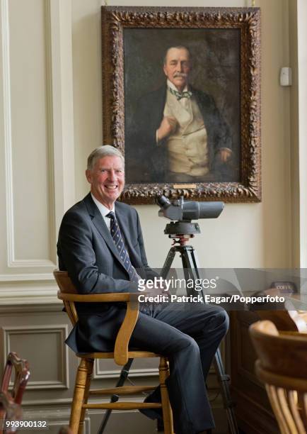 Former cricketer, and the next President of the MCC, Roger Knight, who begins his term in office from October 2015, photographed in front of a...