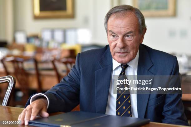 The next President of the MCC, Lord MacLaurin, who begins his term in office from October 2017, photographed in the pavilion at Lord's cricket ground...