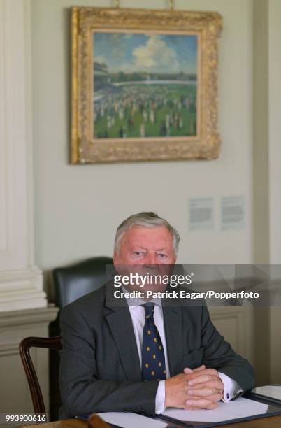 The next President of the MCC, David Morgan, who begins his term in office from October 2014, photographed in the pavilion at Lord's cricket ground...