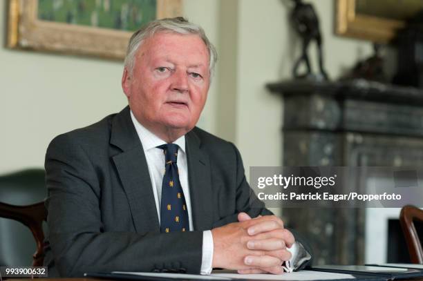 The next President of the MCC, David Morgan, who begins his term in office from October 2014, photographed in the pavilion at Lord's cricket ground...