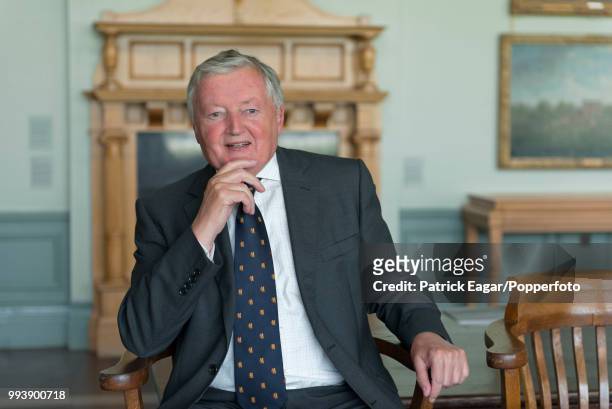 The next President of the MCC, David Morgan, who begins his term in office from October 2014, photographed in the pavilion at Lord's cricket ground...