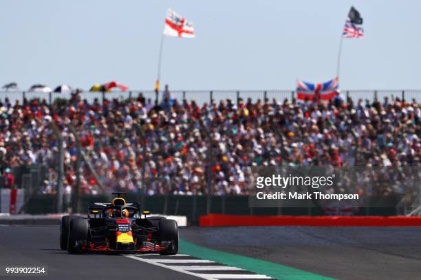 Daniel Ricciardo of Australia driving the Aston Martin Red Bull Racing RB14 TAG Heuer on track during the Formula One Grand Prix of Great Britain at...
