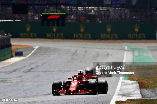 Kimi Raikkonen of Finland driving the Scuderia Ferrari SF71H on track during the Formula One Grand Prix of Great Britain at Silverstone on July 8,...