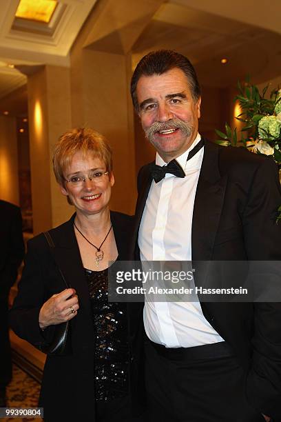 Heiner Brand arrives with his wife Christel Brand for the Goldene Sportpyramide Award at the Adlon Hotel on May 14, 2010 in Berlin, Germany.