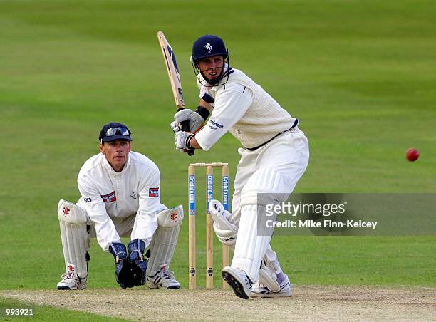 Ed Smith of Kent prepares to hit a delivery from James Middlebrook of Yorkshire on the third day of the CricInfo County Championship match at...