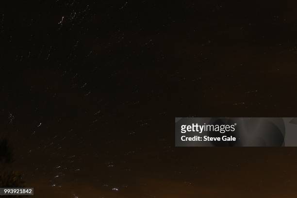 star trails, umbria, italy - astronomy bird stock pictures, royalty-free photos & images